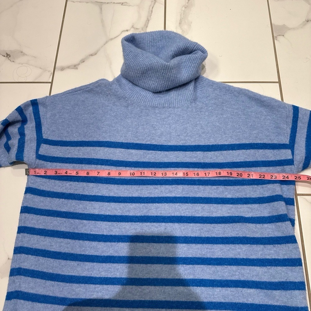 LOFT Womens XL‎ Light Blue Striped Oversized Cowl Neck Pullover Sweater Cozy - Picture 5 of 9